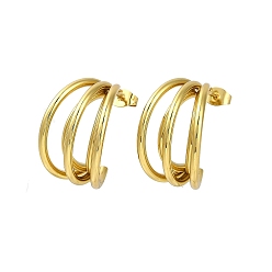 Золотой Вакуумное покрытие pvd 201 серьги-гвоздики из нержавеющей стали для женщин, с 304 штифтов из нержавеющей стали, луна, золотые, 24x15 мм