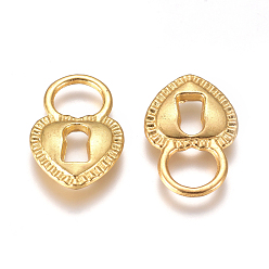 Golden DIY Alloy Pendants, Heart Lock, Golden, 17.5x11.5x2.5mm, Hole: 5.5mm
