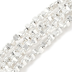 Silver Plated Electroplated Synthetic Non-Magnetic Hematite Beads Strands, Triangle, Silver Plated, 2x3x2mm, Hole: 0.8mm, about 198pcs/strand, 16.30''(41.4cm)