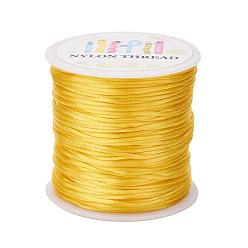 Gold Nylon Thread, Rattail Satin Cord, Gold, 1.0mm, about 76.55 yards(70m)/roll