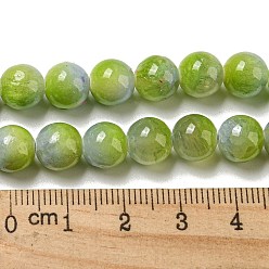 Amarillo de Verde Teñidos de jade natural de hebras, rondo, verde amarillo, 8 mm, agujero: 1.2 mm, sobre 49 unidades / cadena, 15.55 pulgada (39.5 cm)