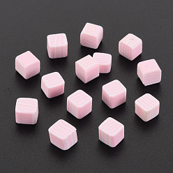 Pink Handmade Polymer Clay Cabochons, for Phone Case Decoration & DIY Jewelry Making, Cube, Pink, 5~5.5x5~5.5x4~5mm, about 5500pcs/1000g