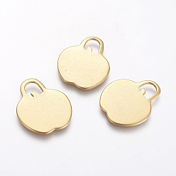 Golden 304 Stainless Steel Pendants,  
Apple, Golden, 25.7x21.1x1.2mm, Hole: 6.4x6mm