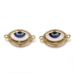 Синий Латунные соединители звеньев микропаве, прозрачные кубические циркония, долговечный, с эмалью, реальный 18 k позолоченный, глаз, синие, 12x23.5x2.4 мм, отверстие : 1.5 мм