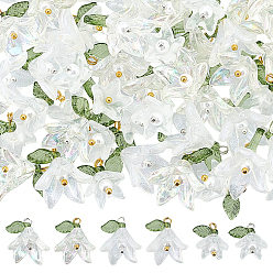 Платиновый & Золотой 90шт 6 цвета акриловые подвески, цветок, с латунными петлями и пластиковыми бусинами, платиной и золотом, 16.5x16 мм, отверстие : 1.6 мм, 15 шт / цвет