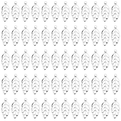 Stainless Steel Color 300Pcs Hollow 316 Surgical Stainless Steel Charms, Leaf Charms, Stainless Steel Color, 13x5.5x0.3mm, Hole: 0.8~1mm