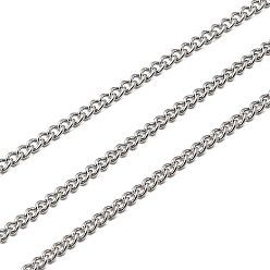 Нержавеющая Сталь Цвет Устойчивы к потускнению 304 витые цепи из нержавеющей стали, с катушкой, пайки, цвет нержавеющей стали, 1.8x1.2x0.4 мм, около 328.08 футов (100 м) / рулон