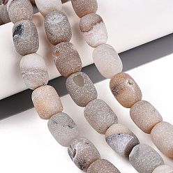 Bisque Natural Agate Beads Strands, Barrel, Dyed & Heated, Bisque, 13~17x11~13mm, Hole: 0.7~1mm, about 25pcs/strand, 15.75~15.94 inch(40~40.5cm)