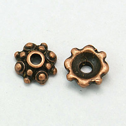 Красная Медь Крышки из тибетского сплава, без свинца и без кадмия, Красная медь, 8x3 мм, отверстие : 1 мм