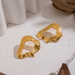 Настоящее золото 18K 304 серьги-гвоздики из нержавеющей стали, реальный 18 k позолоченный, 40x32.4 мм