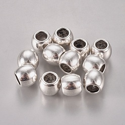 Античное Серебро Европейские сплавочные бусины тибетского стиля , бусины с большими отверстиями в форме шайбы, без кадмия и без свинца, античное серебро, 9.5x8 мм, Отверстие : 5 мм , около 578 шт / 1000 г