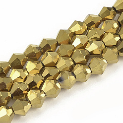 Goldenrod Handmade Metalized Bicone Glass, Golden Plated, 4MM, hole: about 0.5mm