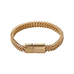 Золотой Браслеты из нержавеющей стали с сеткой, толстый браслет-цепочка, золотые, 8-5/8 дюйм (22 см)