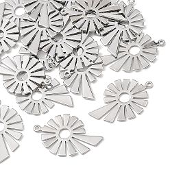 Platinum SHEGRACE Brass Pendants, Geometric Sun Charms, Lead Free & Cadmium Free & Nickel Free, Platinum, 25x16x0.7mm, Hole: 1.2mm