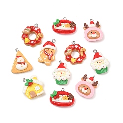 (52) Непрозрачная лаванда Рождественские подвески из непрозрачной смолы, разнообразные, с железной платиной петлей, разноцветные, 15.5~28x13~24.5x7.5~8.5 мм, отверстие : 2 мм