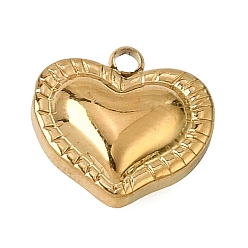 Golden 304 Stainless Steel Charms, Heart Charms, Golden, 14x15x5.5mm, Hole: 1.8mm