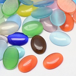 Mixed Color Cat Eye Cabochons, Oval, Mixed Color, 5x3x2mm
