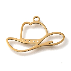 Золотой 201 подвески из нержавеющей стали, шляпные прелести, золотые, 12.5x22x1 мм, отверстие : 1.5 мм