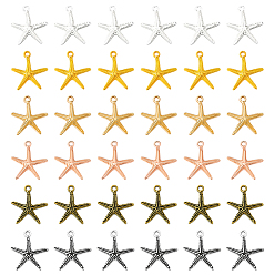 (52) Непрозрачная лаванда 60 шт 6 цвета подвески из сплава в тибетском стиле, прелести морская звезда, разноцветные, 20x18.5x2.5 мм, отверстие : 1.6 мм, 10 шт / цвет