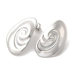 Stainless Steel Color Non-Tarnish 304 Stainless Steel Stud Earrings, Shell Shape, Stainless Steel Color, 31x19mm