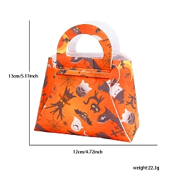Оранжевый Фетровые мешки для конфет на тему Хэллоуина, Подарочные сумки с конфетами с принтом черной кошки для вечеринки в стиле Холлин, оранжевые, 12x13 см