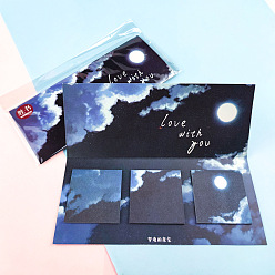 Черный Квадрат с блокнотом для заметок с рисунком пейзажа, наклейки с наклейками, для офисного школьного чтения, чёрные, 60x60 мм, 20 листы / стиль, 3 стили, 60 листы/книга