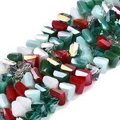 Mixed Color Mixed Styles Electroplate Glass Beads Strands, Triangle, AB Color Plated, Faceted, Mixed Color, 3.5~4x6x6mm, Hole: 1~1.2mm, about 93~104pcs/strand, 12.99~14.57 inch(33~37cm)