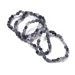 Rutilated Кварц Природный драгоценный камень бисера браслеты простирания, упавший камень, самородки, внутренний диаметр: 2~2-1/4 дюйм (5.2~5.6 см)