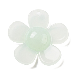 Светло-голубой Непрозрачные подвески смолы, цветок, светло-голубой, 40.5x41.5x9.5 мм, отверстие : 1.5 мм