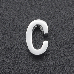 Letter C Non-Tarnish 201 Stainless Steel Charms, for Simple Necklaces Making, Laser Cut, Letter, Stainless Steel Color, Letter.C, 8x5x3mm, Hole: 1.8mm