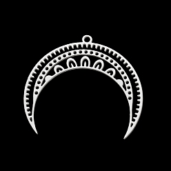 Нержавеющая Сталь Цвет Устойчивые к потускнению 201 подвески из нержавеющей стали, лазерная резка, луна, цвет нержавеющей стали, 31x34x1 мм, отверстие : 1.6 мм