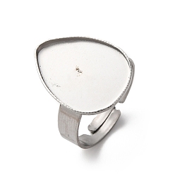 Нержавеющая Сталь Цвет Регулируемые элементы 304 из нержавеющей стали, выводы для основания простого кольца, слеза, цвет нержавеющей стали, лоток : 18x13 мм, внутренний диаметр: 17 мм