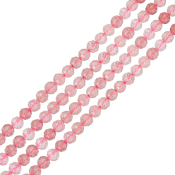 Клубничный Кварц 2 нити из натуральных бусин из клубничного кварца, граненые, круглые, 4 мм, отверстие : 0.9 мм, около 105 шт / нитка, 15.16'' (38.5 см)