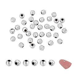 Серебро 925 стерлингов серебряные шарики Spacer, круглые, серебряные, 3x3 мм, отверстие : 1.2~1.4 мм, 35 шт