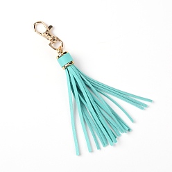 Turquoise Foncé Simili cuir avec fermoirs en alliage d'or clair gland gros pendentifs décorations, turquoise foncé, 150mm