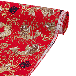 Красный Хлопчатобумажная ткань в японском стиле, аксессуары, узор рыбы, красные, 1000x1520x0.2 мм