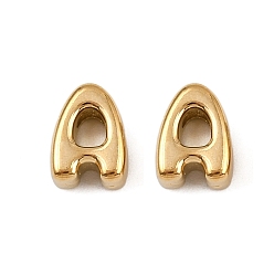 Letter A 304 прелести нержавеющей стали, буквы, ионное покрытие (ip), реальный 18 k позолоченный, буква a, 7.5x5.5x3.5 мм, отверстие : 1.8 мм