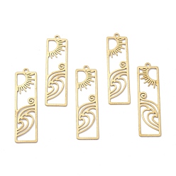 Без Покрытия Латунные подвески, Диетические аксессуары, для браслетов, Серьги, , прямоугольник с солнцем и рекой, сырой (без покрытия), 41.5x11x0.6 мм, отверстие : 1.5 мм