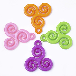 (52) Непрозрачная лаванда Непрозрачные акриловые подвески, трискелион, разноцветные, 31x28x3.5 мм, Отверстие : 2.5~3 мм , около 370 шт / 500 г