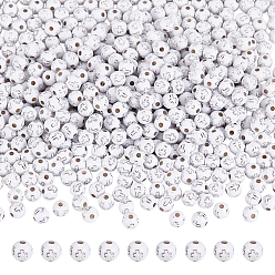 Белый 600 акриловые бусины с покрытием, серебристого металла, обвитыми, круглые с крестом, белые, 8 мм, отверстие : 2 мм