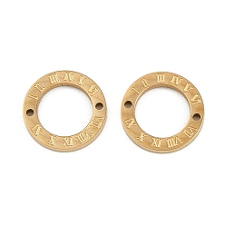Золотой 304 подвески-кольца из нержавеющей стали с римскими цифрами, вырезанными лазером, ручная полировка, ионное покрытие (ip), золотые, 12x1.3 мм, отверстие : 1 мм