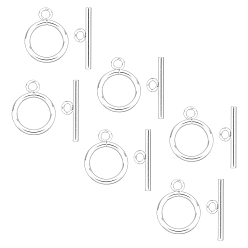 Silver 304 Stainless Steel Toggle Clasps, Ring, Silver Color Plated, Ring: 21x16x2mm, hole: 3mm, Bar: 23x7x2mm, Hole: 3mm, 12sets/box