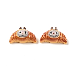 Chocolate Opaque Resin Imitation Bread Decoden Cabochons, Croissant, Chocolate, 16x26.5x11mm