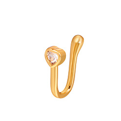 Сердце Кубический цирконий лестничная форма клипса на носовые кольца, латунная манжета для носа, не пирсинг, украшения для женщин и мужчин, сердце, 12 мм