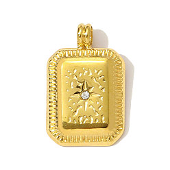 Настоящее золото 18K 304 подвески из нержавеющей стали, со стразами, прямоугольник со звездным шармом, ионное покрытие (ip), реальный 18 k позолоченный, 18x11 мм