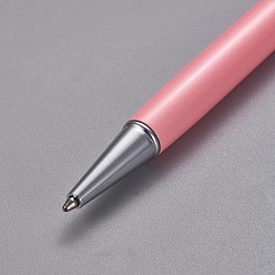 Pink Creative Empty Tube Ballpoint Pens, with Black Ink Pen Refill Inside, for DIY Glitter Epoxy Resin Crystal Ballpoint Pen Herbarium Pen Making, Silver, Pink, 140x10mm