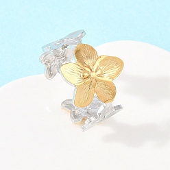 Цветок 304 открытые кольца манжеты из нержавеющей стали, ионное покрытие (ip), золотые и нержавеющая сталь цвет, цветок, 14.5 мм, внутренний диаметр: 18 мм