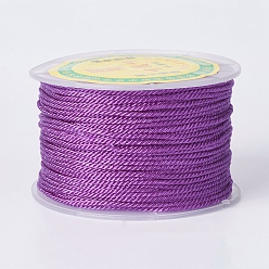 Фиолетовый Круглые полиэфирные шнуры, Миланские шнуры / витые шнуры, фиолетовые, 1.5~2 мм, 50 ярдов / рулон (150 футов / рулон)