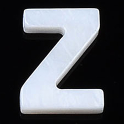 Letter Z Естественных пресноводных стеклянные бусы, цвет морской раковины, Начальная буква, Письмо Z, 9.5x7.5x2 мм, отверстие : 0.8 мм