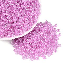Orchid FGB Glass Seed Beads, Inside Colours Lustered, Grade A, Round, Orchid, 6/0, 4x3mm, Hole: 1.2~1.4mm, about 6400pcs/pound